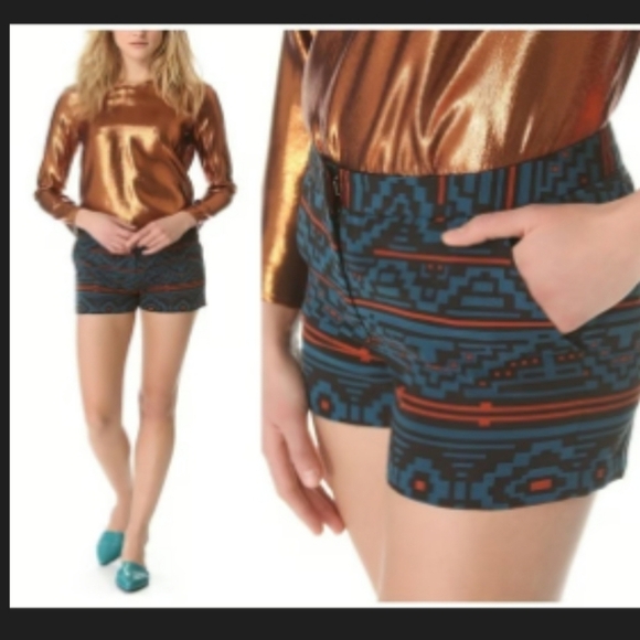 Jenni Kayne Aztec Print Silk Blend Shorts Size 0 - Picture 1 of 6